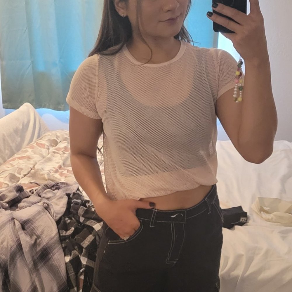 Forvever21 pink mesh t-shirt